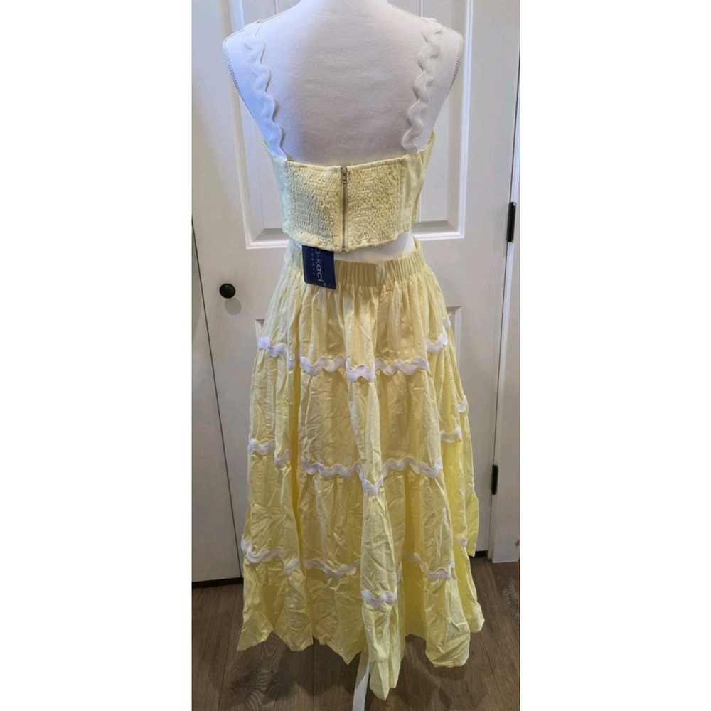 NWT Butter Yellow Two Piece Set Tank Top & Midi Skirt Size L Cottage Core Girly - Picture 6 of 12